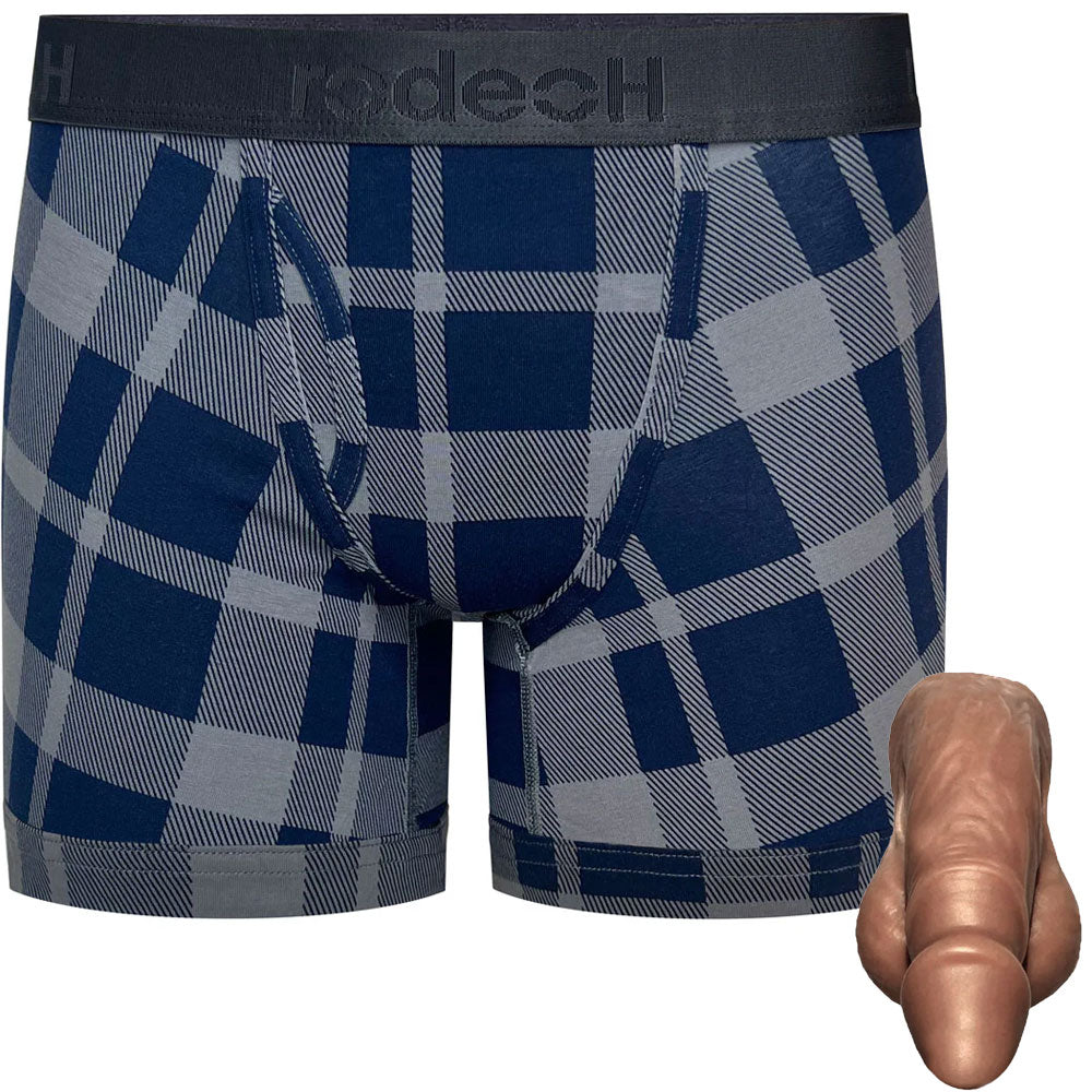 Pete Silicone Packer & Gray Plaid Packing Boxer dark caramel