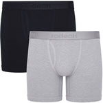 RodeoH 6" Top loading boxer underwear 2 pack from the front, in light gray and solid black stacked over each other