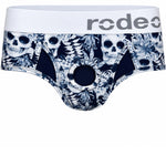 Brief+ Harness with a midnight skulls print