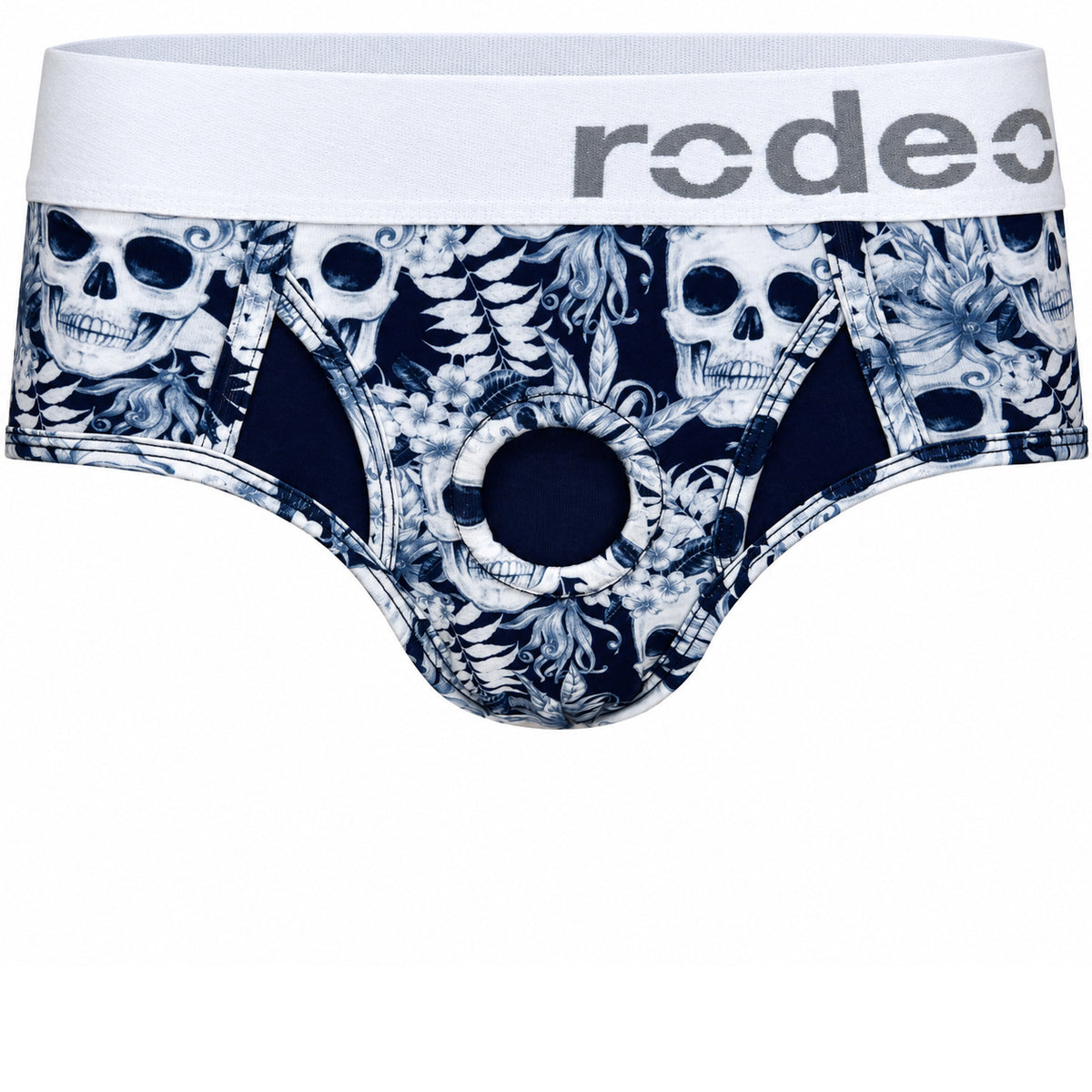 Brief+ Harness with a midnight skulls print