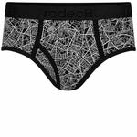 RodeoH Top Loading Brief Packer Underwear in black and white Geometric print, front view