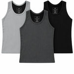 RAZOR Shapewear Compression Tank 3 Pack, Black, Gray and Light Gray