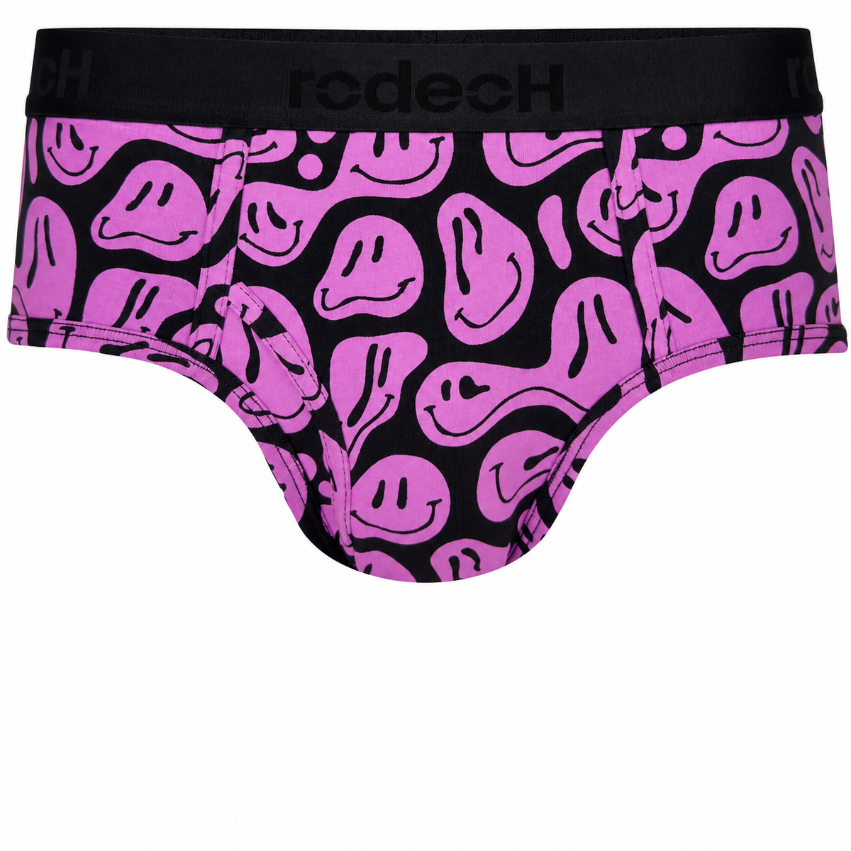 RodeoH Shift Brief in Indigo Smiley print, front view