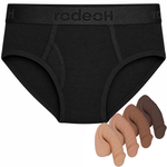 Package deal: RodeoH black Classic Top Loading Brief with a Freeform Small soft silicone packer