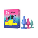 Romp Luster 3 pack silicone anal plus with next to the  box