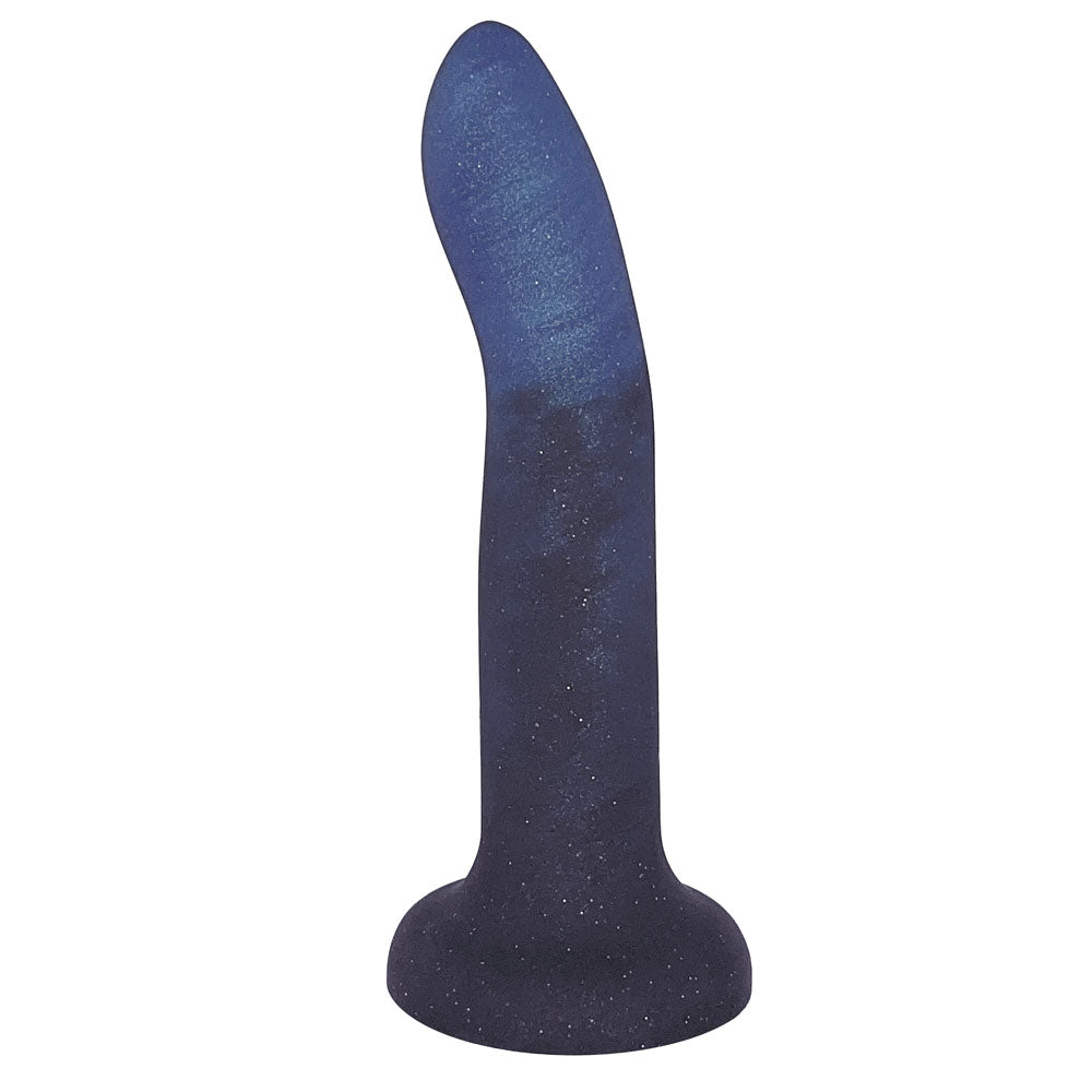 7" Rory Smoke Show Swirl Silicone Dildo -  Indigo Blue and Smoke Black