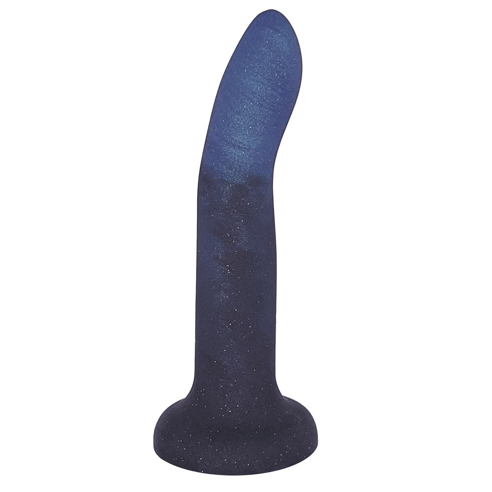 7" Rory Smoke Show Swirl Silicone Dildo -  Indigo Blue and Smoke Black