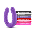 Ruse U-shaped 18-inch silicone double dildo purple,  for solo or partner play, flexible with a smooth finish