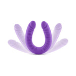 Ruse U-shaped 18-inch silicone double dildo purple,  for solo or partner play, flexible with a smooth finish