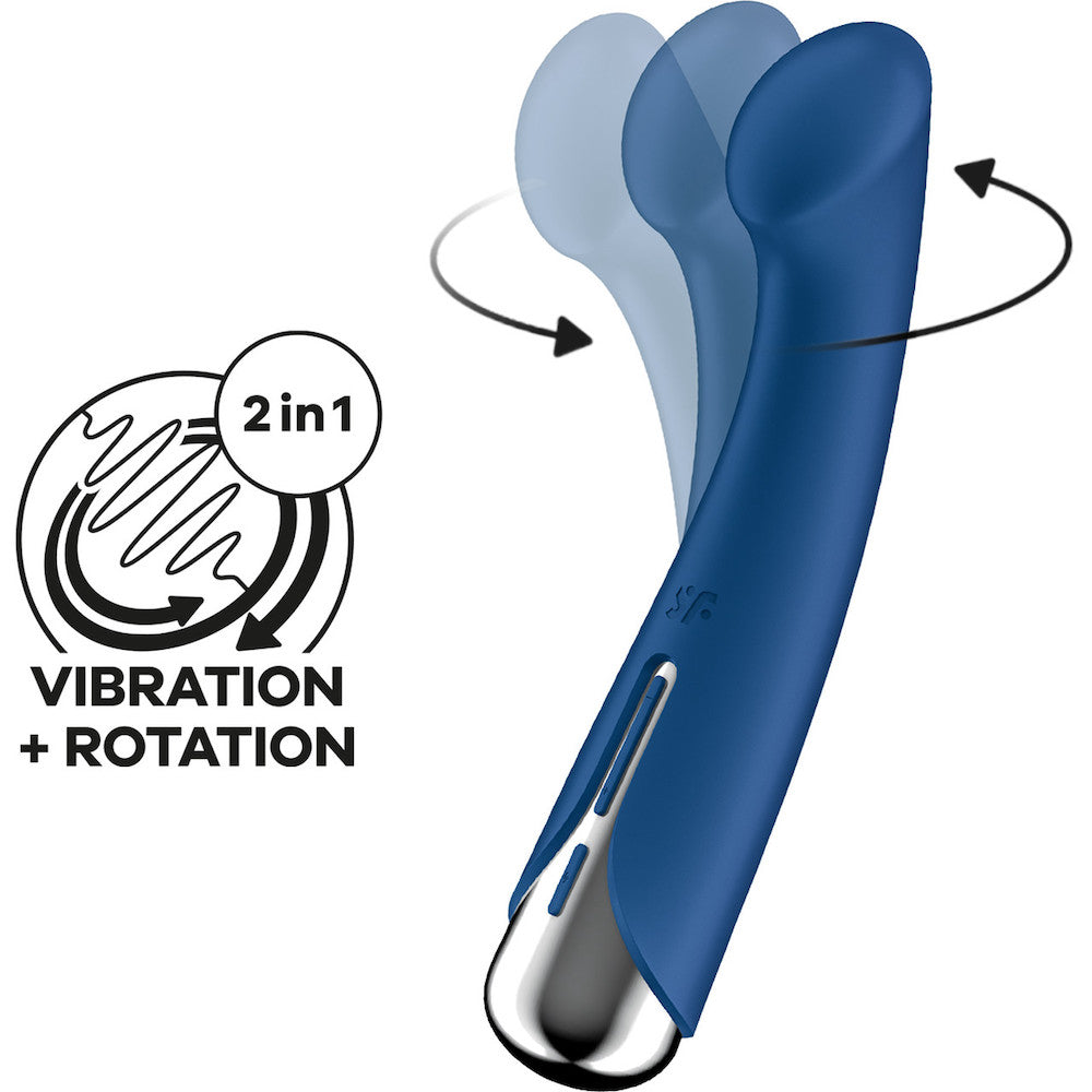 Satisfyer Spinning Silicone G Spot Vibrator blue function graphic