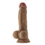 Shaft Model A  silicone realistic dial density dildo  with balls in Caramel aka Oak with painted tip and suction cup base front view