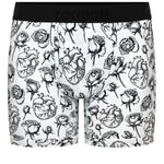 shift 6 inch boxer underwear hearts and roses white and black