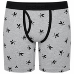 RodeoH Shift 9 inch Boxer in Gray Cocks print on light gray, front view
