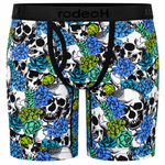 RodeoH Shift 9 inch Boxer in Succulent Skulls White print, front view