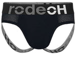 Black Rodeoh shift jock underwear with black and gray logo from the front