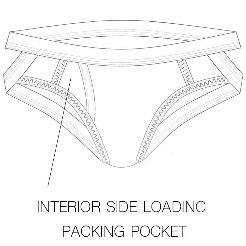 Shift Jock Packer Underwear in gray, side loading pocket detail