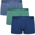 RodeoH Shift Short 3 pack Ocean: Dark Blue, Pacific Teal, and Slate Blue shorts stacked, from the front