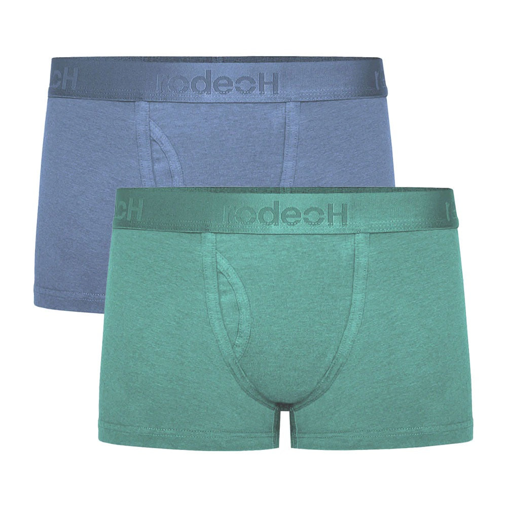 Rodeoh shift short 2 pack short underwear laid flat from the front in colors pacific teal and slate blue