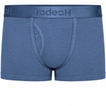 RodeoH Shift Short packer underwear in slate blue with satin logo waistband, from the front