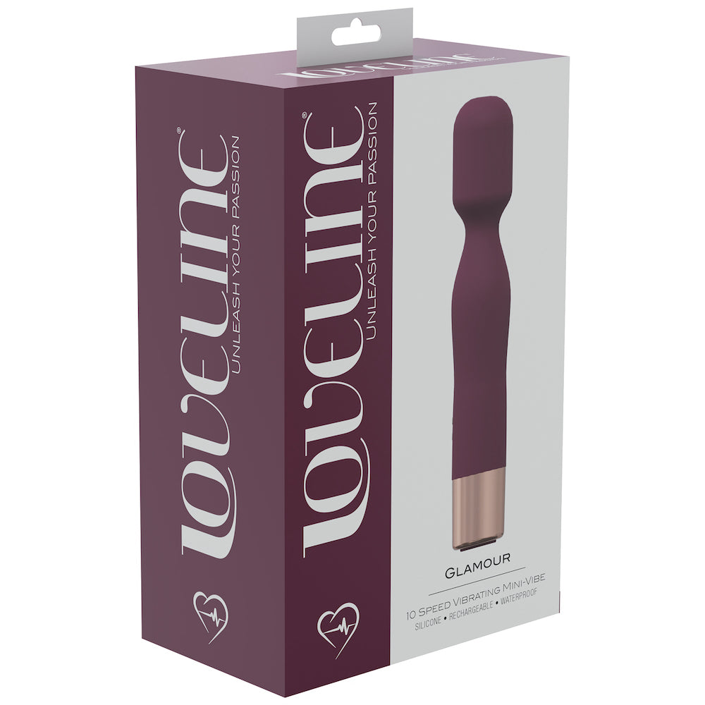 Shots Loveline Glamour Mini Wand Silicone Vibrator Burgundy