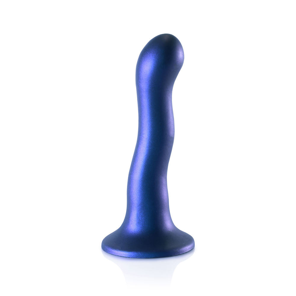 Shots Ouch! 7" Curvy Ultra Soft Silicone Metallic Dildo Blue