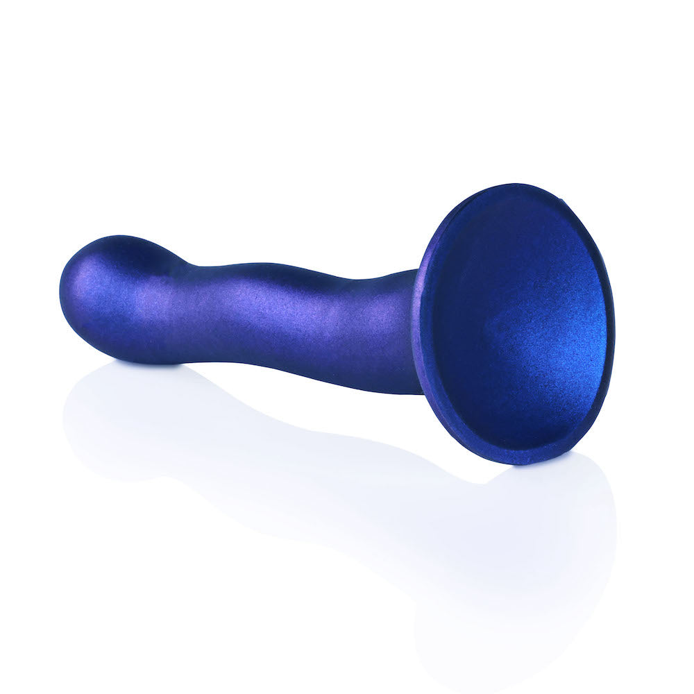 Shots Ouch! 7" Curvy Ultra Soft Silicone Metallic Dildo Blue