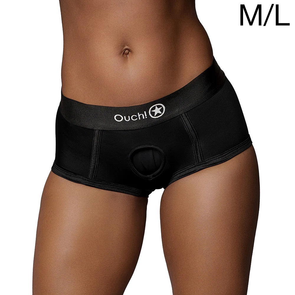 Shots Ouch Vibrating Brief Harness Black