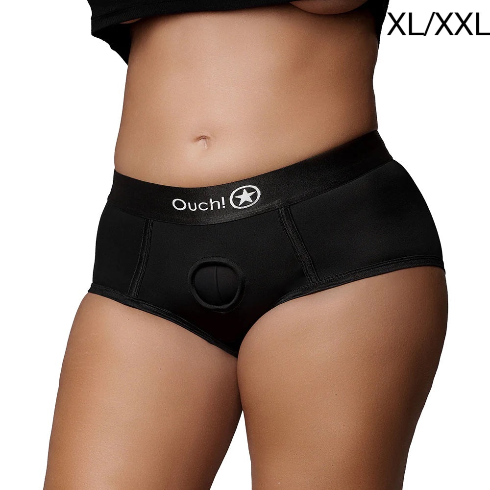 Shots Ouch Vibrating Brief Harness Black