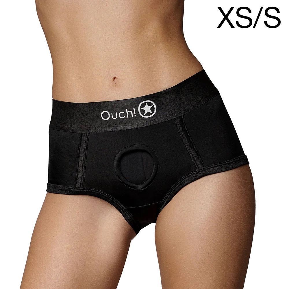 Shots Ouch Vibrating Brief Harness Black