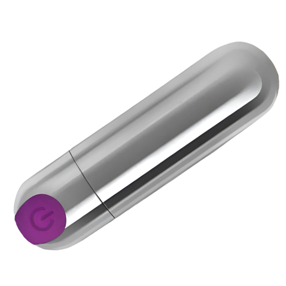 Silver and Purple Metallic Rechargeable Bullet Vibrator