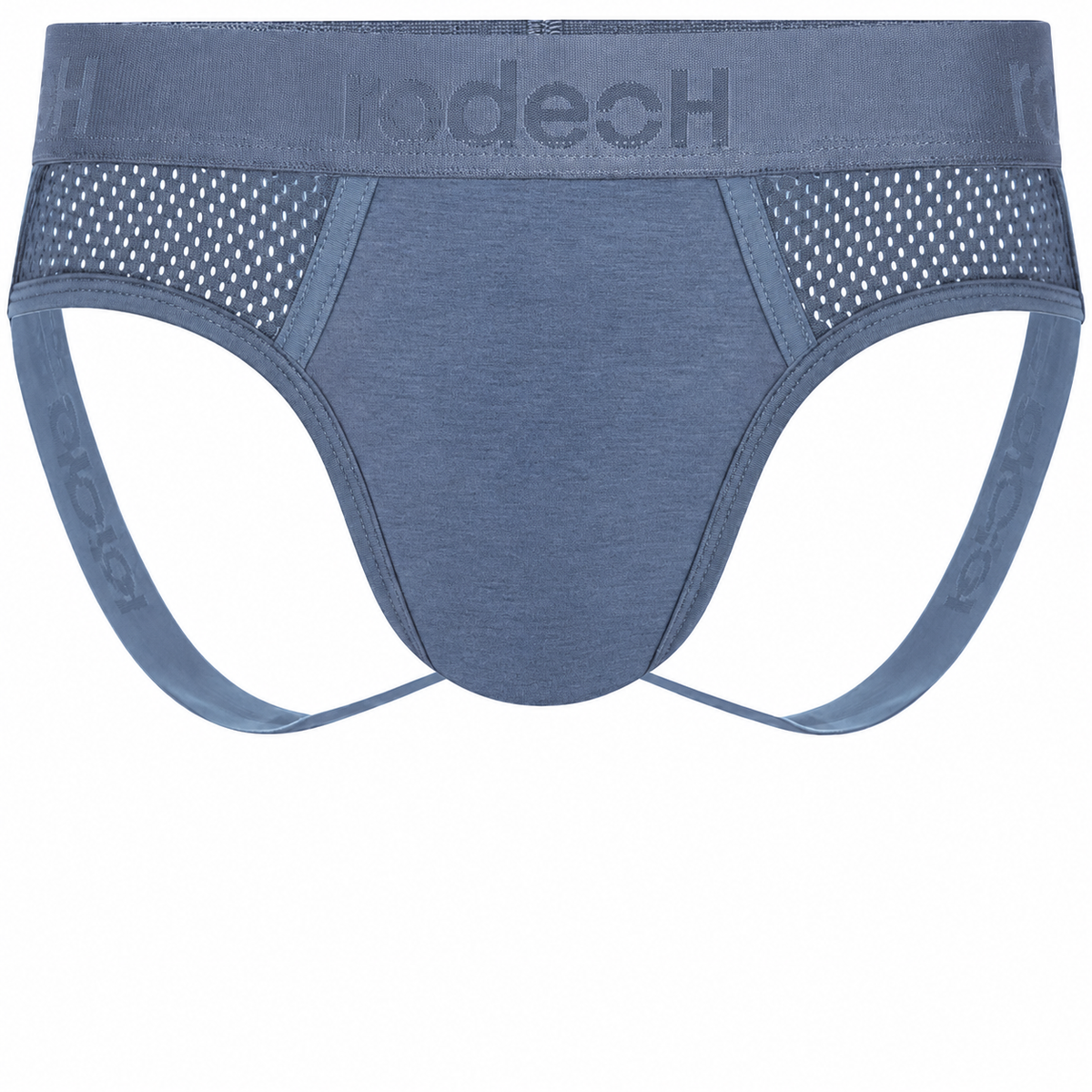 RodeoH Shift Jock packer underwear in slate blue, from the front