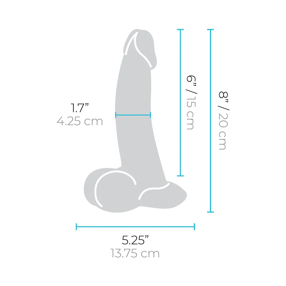 Slipskin curvy sliding skin silicone dildo graphic of dimensions