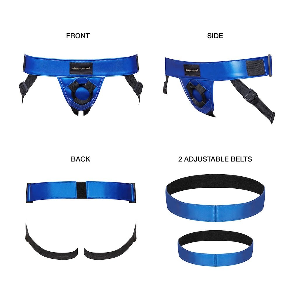 Curious Leatherette Harness - Metallic Blue