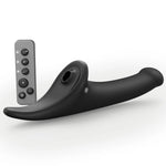 strap on me multi orgasm triple stimulating strap on dildo in black from the side and back with wireless remote