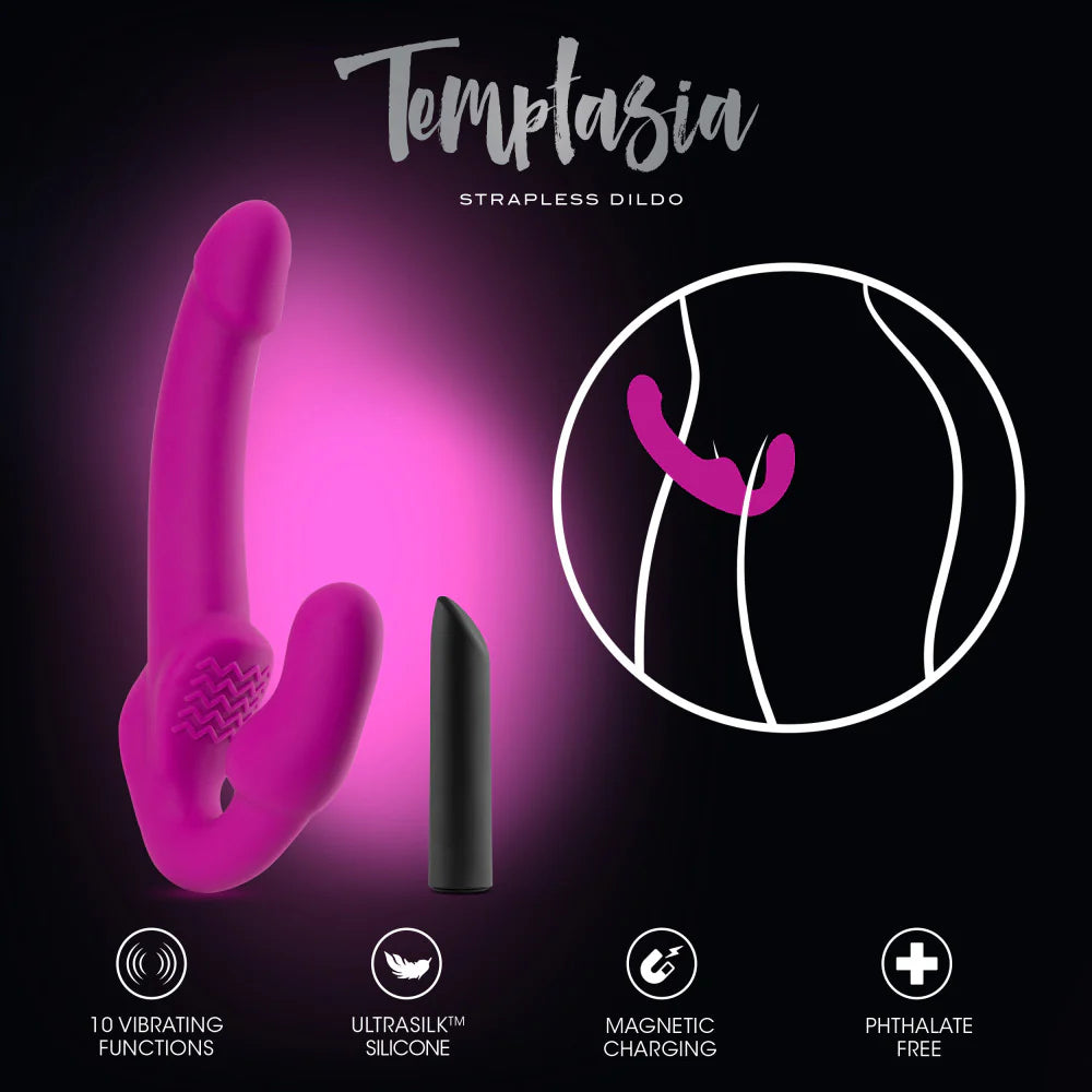 Temptasia Estella Silicone Strapless Strap-On Dildo with Bullet Vibrator