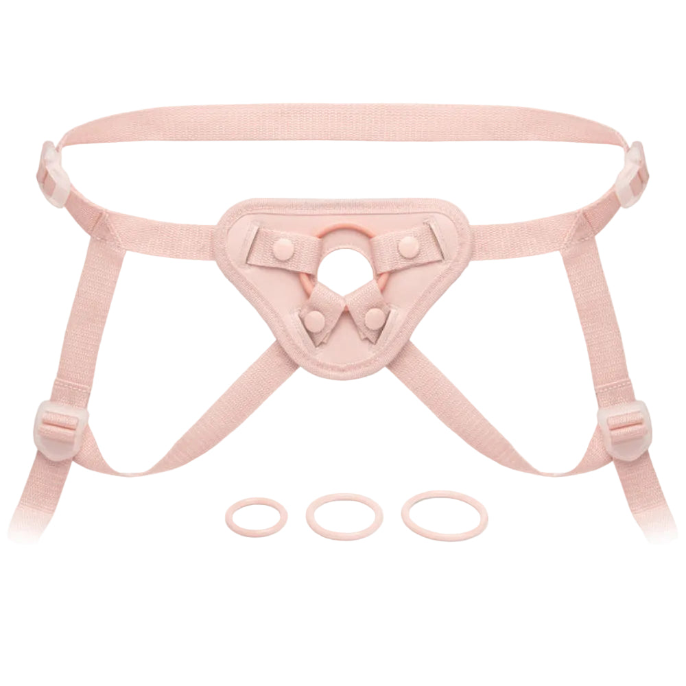 Together Toys Nudefit Adjustable Vanilla Strap on harness, form the front, with included 3 orings