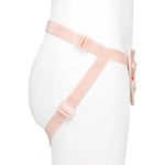 Together Toys Nudefit Adjustable Vanilla Strap on harness, on a mannequin, from the side