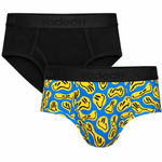 RodeoH Top Loading Brief 2 pack: one Smiley print and one Black brief