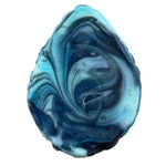 Pris Toys Tribble fantasy silicone dildo cushion with vibe hole from the back, which is smooth, in Night tide, a blend of blues