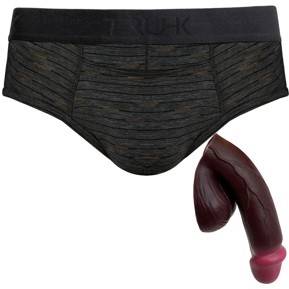 TRUHK Dark Gray Brief with Vector silicone packer in Chocolate