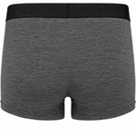 Back view of the TRUHK gray boxer briefs,  soft heathered fabric, and sleek black embossed waistband.