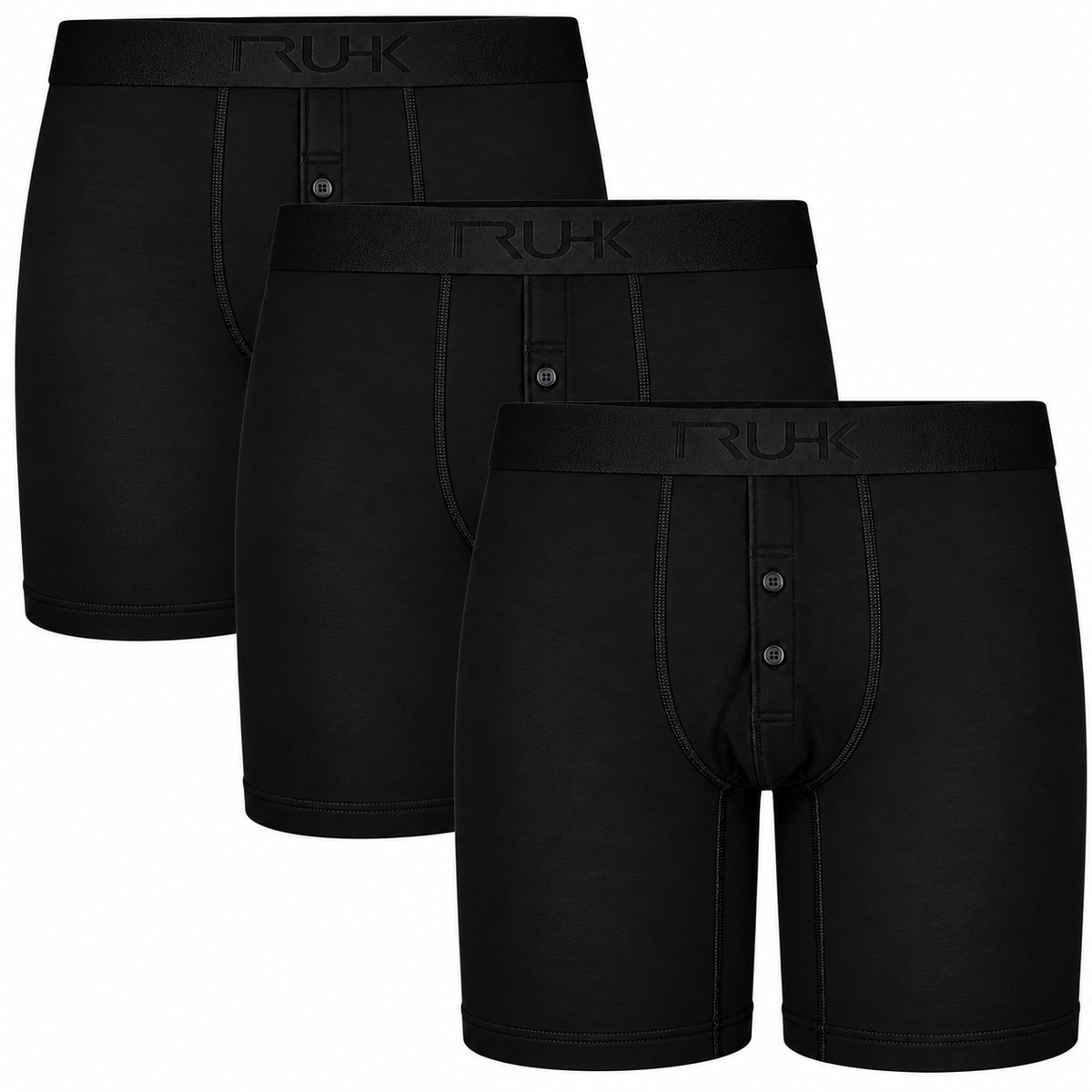 TRUHK Button Fly Boxer STP/Packing Underwear 3 Pack - Black - Multipack