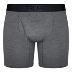 Gray heathered men's boxer briefs with a black elastic waistband featuring the embossed brand name 'TRUHK'.