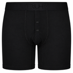 TRUHK Button Fly Boxer packing underwear in black, front view