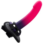 vedo duo strap on kit purple and pink gradiiant and black strap on harness