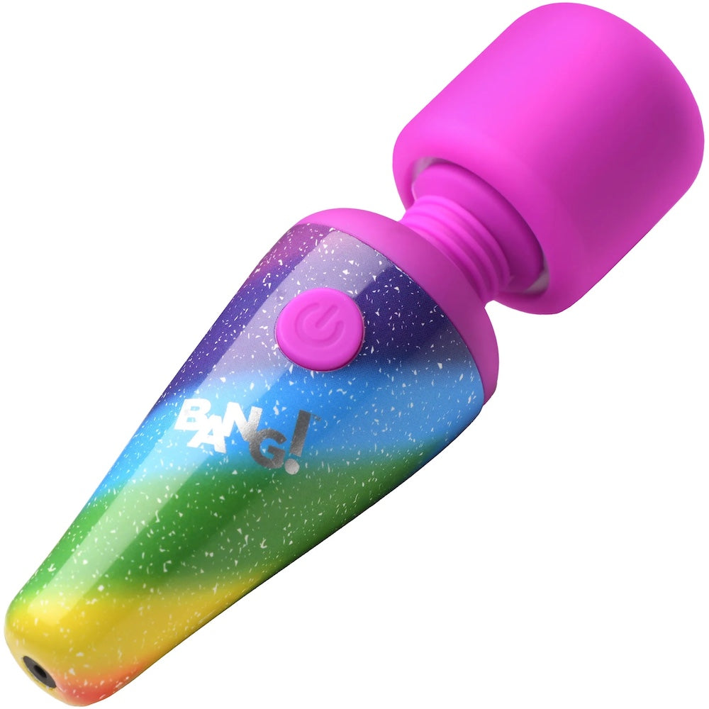 Bang! Rainbow Mini Wand Rechargeable Silicone Vibrator - Rainbow Multicolor