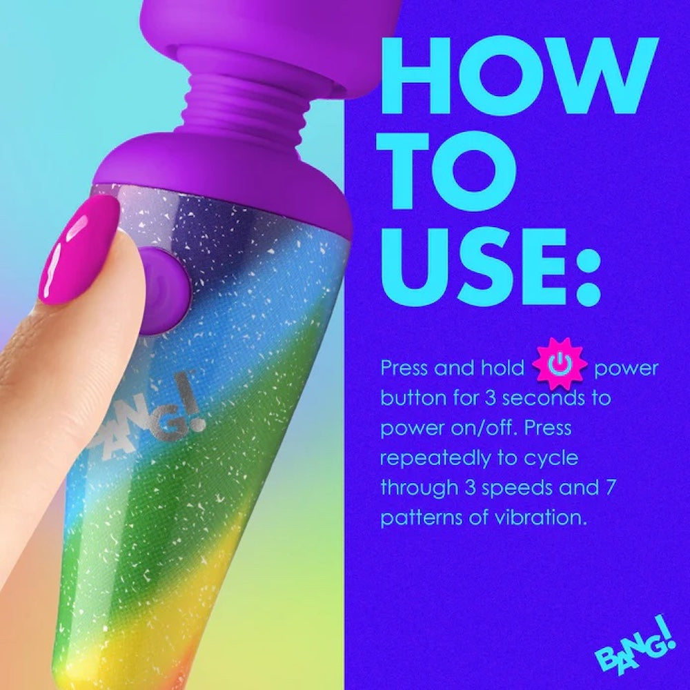 Bang! Rainbow Mini Wand Rechargeable Silicone Vibrator - Rainbow Multicolor