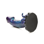 XR creature Cocks Dino Dick dinosaur fantasy dong with mini tail and legs in purple, black and teal bottom of the dildo displaying suction base