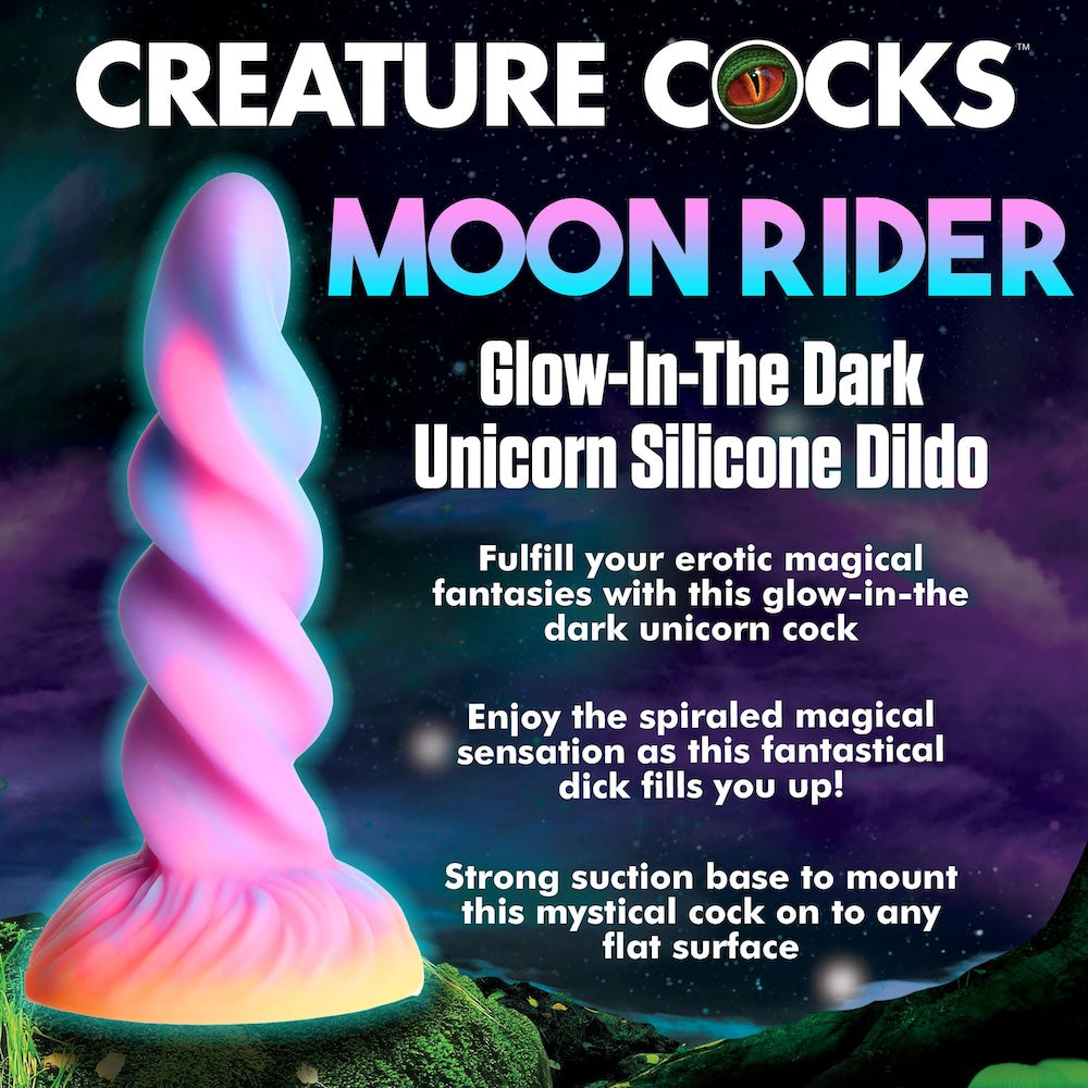 XR Creature Cocks Moon Rider Unicorn Horn Glow in the dark Silicone Dildo