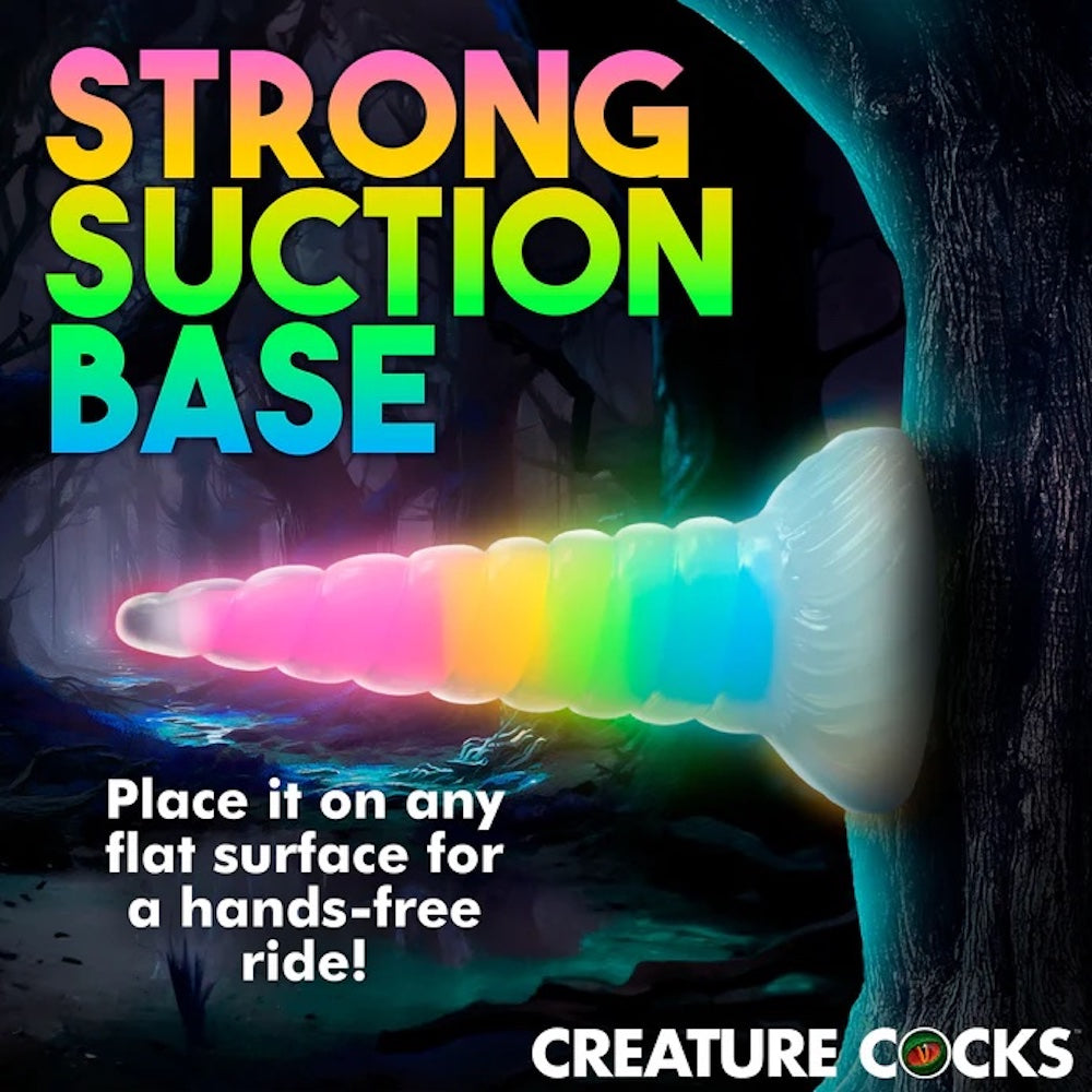 XR Creature Cocks Uniglow Unicorn Rainbow Horn Silicone dildo
